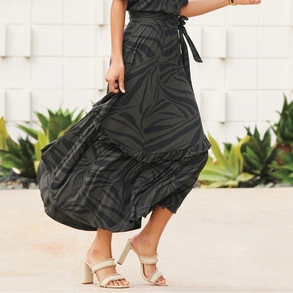 NWT Z Supply Leisel Tropical Zebra Skirt Maxi Jersey Stretch Ruffle Sz S